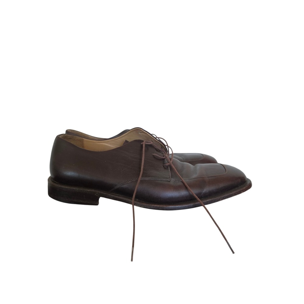 Ermenegildo Zegna Leather Brown Classic Preppy Elegant Oxford Derby Shoes sz 10